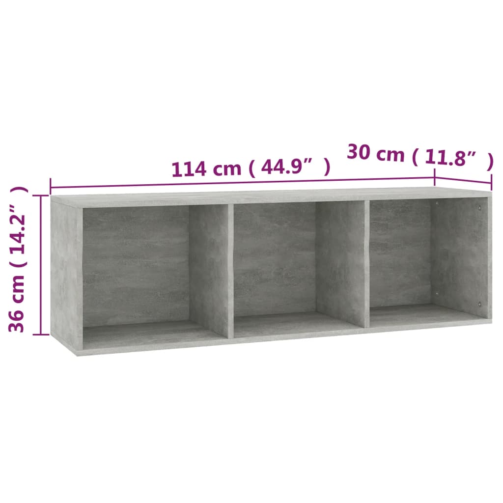 Knihovna/Tv Skříňka Betonově Šedá 36X30X114 Cm Kompozitní Dřevo