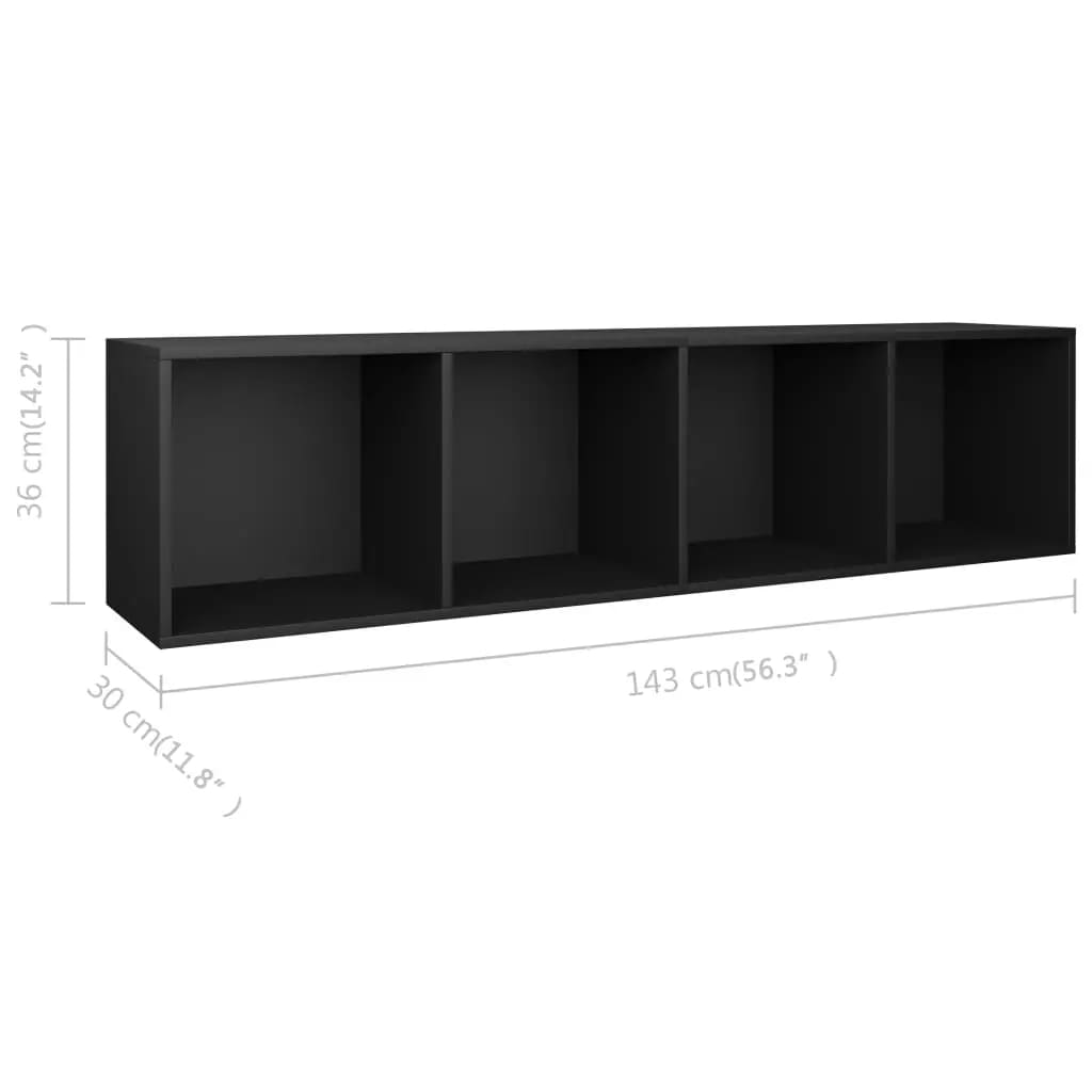 Knihovna / Tv Skříňka Černá 36 X 30 X 143 Cm Kompozitní Dřevo