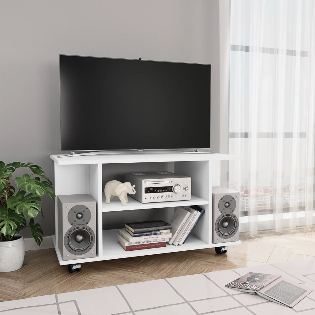 Tv Stolek S Kolečky Betonově Šedý 80X40X45 Cm Kompozitní Dřevo