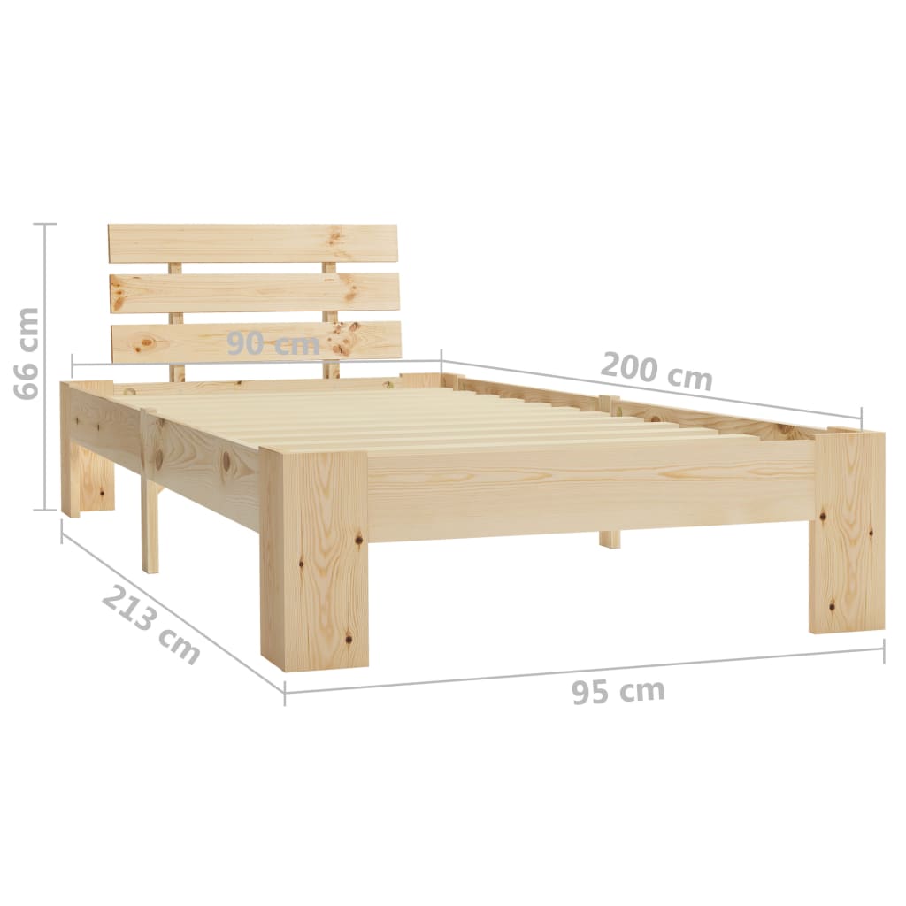Rám Postele Masivní Borové Dřevo 90 X 200 Cm
