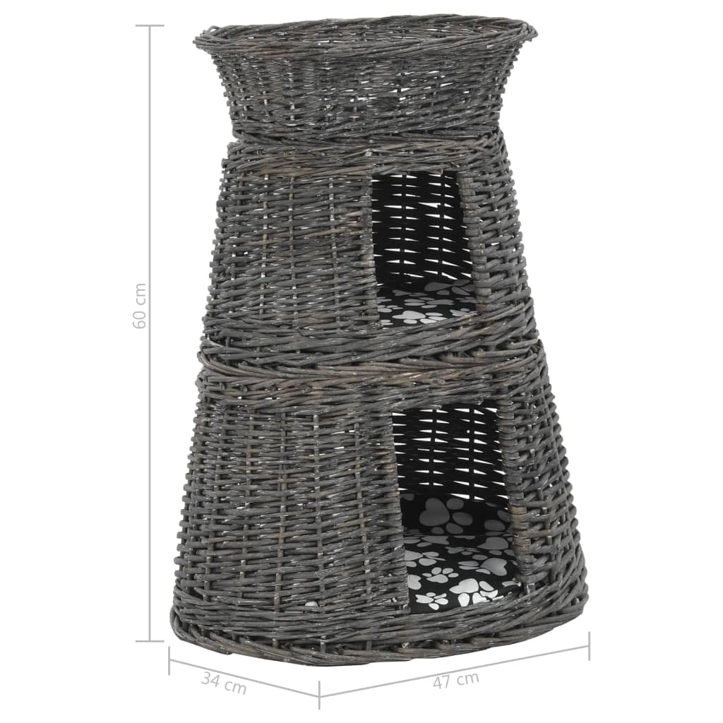 3Dílný Pelíšek Pro Kočky S Poduškami Šedý 47 X 34 X 60 Cm Vrba