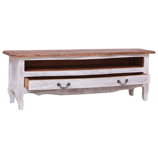 Tv Stolek 120 X 30 X 40 Cm Bílý Masivní Recyklované Dřevo