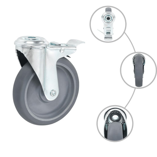 8 Ks Otočná Kolečka S Otvorem Pro Šroub 125 Mm