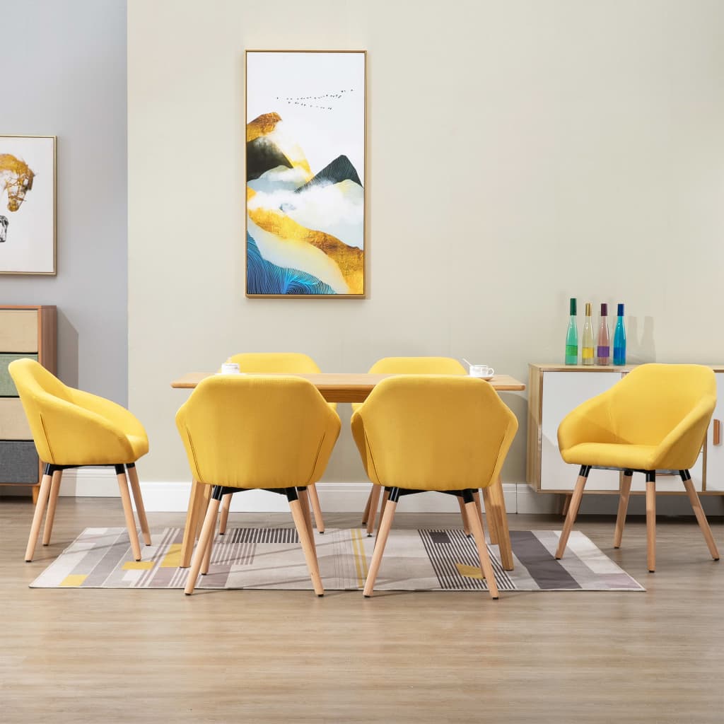Jídelní Židle 2 Ks Žluté Textil