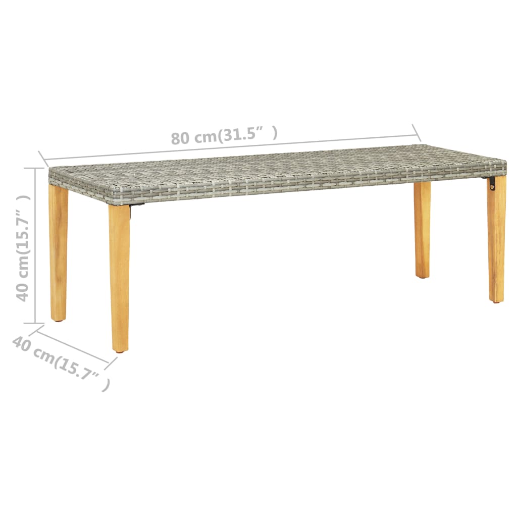 Zahradní Lavice 80 Cm Polyratan Šedá