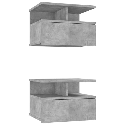 Plovoucí Noční Stolky 2 Ks Betonově Šedé 40X31X27 Cm Kompozit