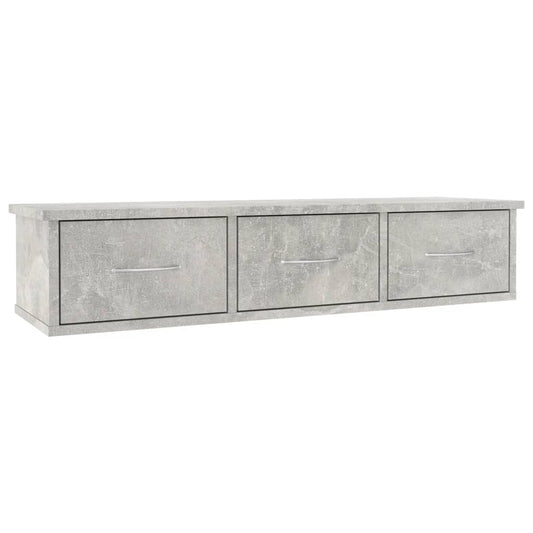 Nástěnná Police Se Zásuvkami Šedá 88X26X18,5Cm Kompozitní Dřevo