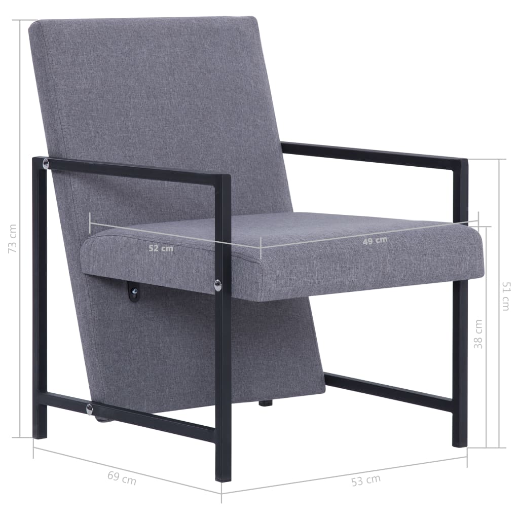 Křeslo S Chromovanými Nohami Světle Šedé Textil