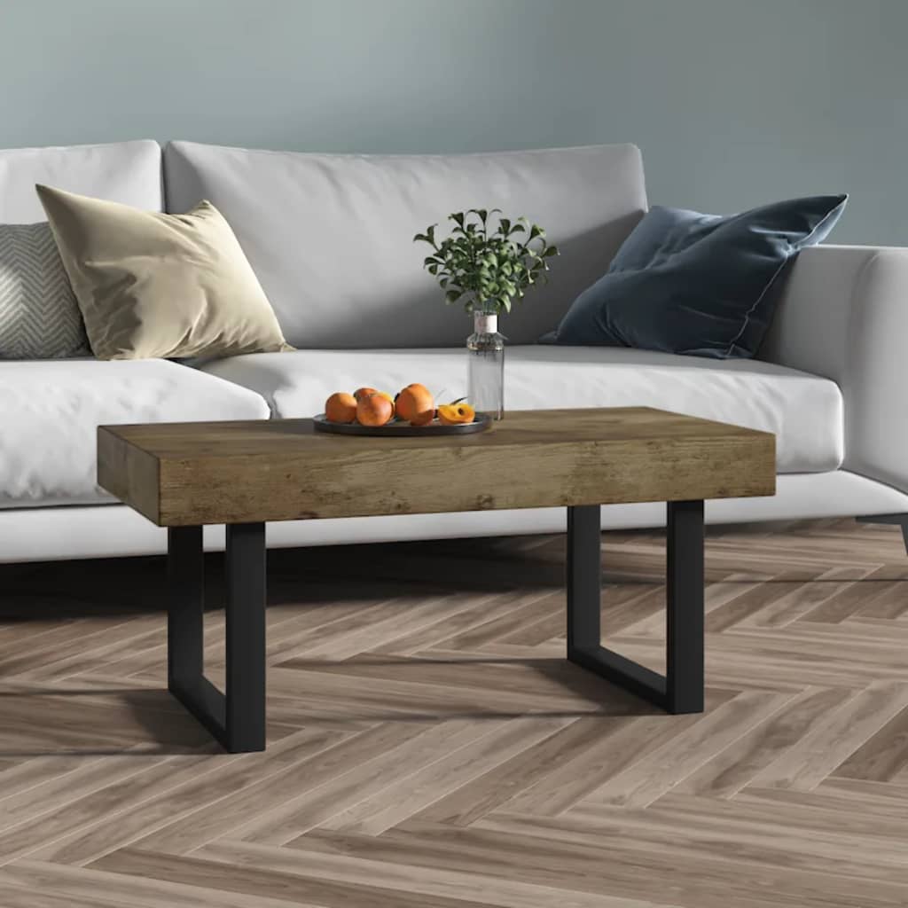 Konferenční Stolek Šedý A Černý 90 X 45 X 40 Cm Mdf A Železo