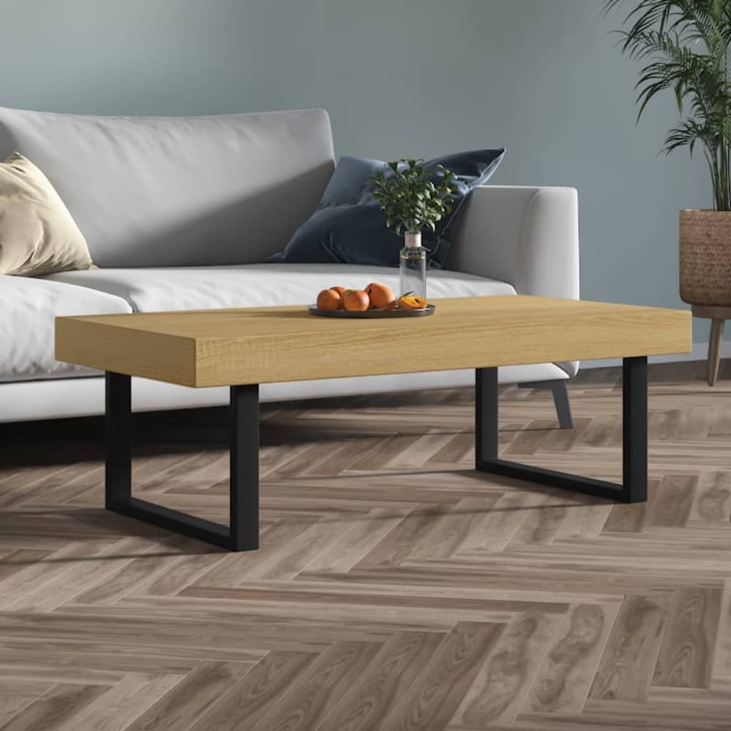 Konferenční Stolek Tmavě Hnědý A Černý 120X60X40 Cm Mdf Železo