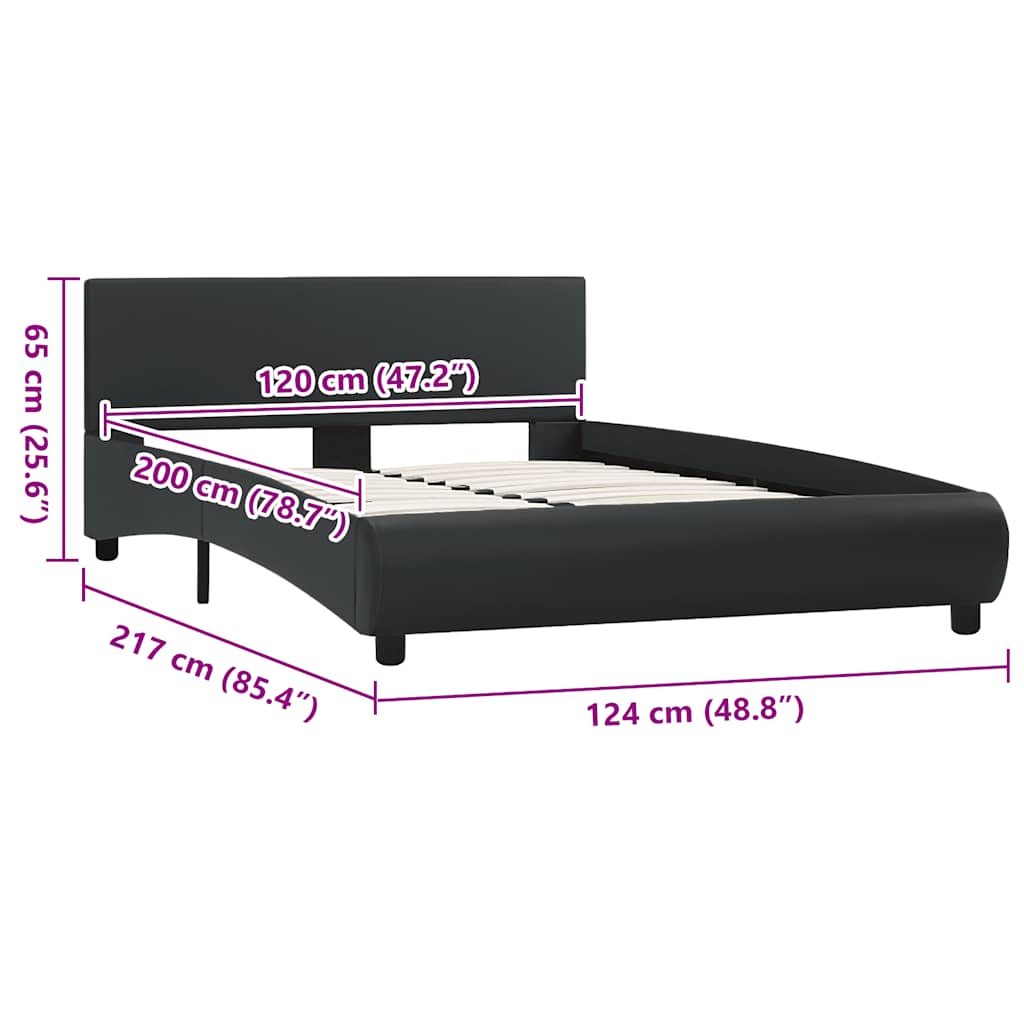 Rám Postele S Led Světlem Černý Umělá Kůže 120 X 200 Cm