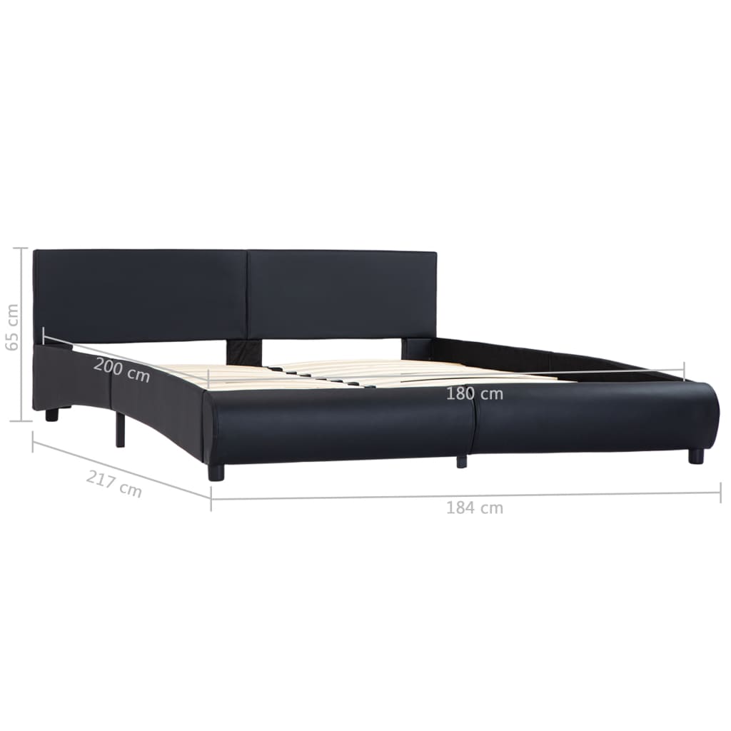 Rám Postele S Led Světlem Černý Umělá Kůže 180 X 200 Cm