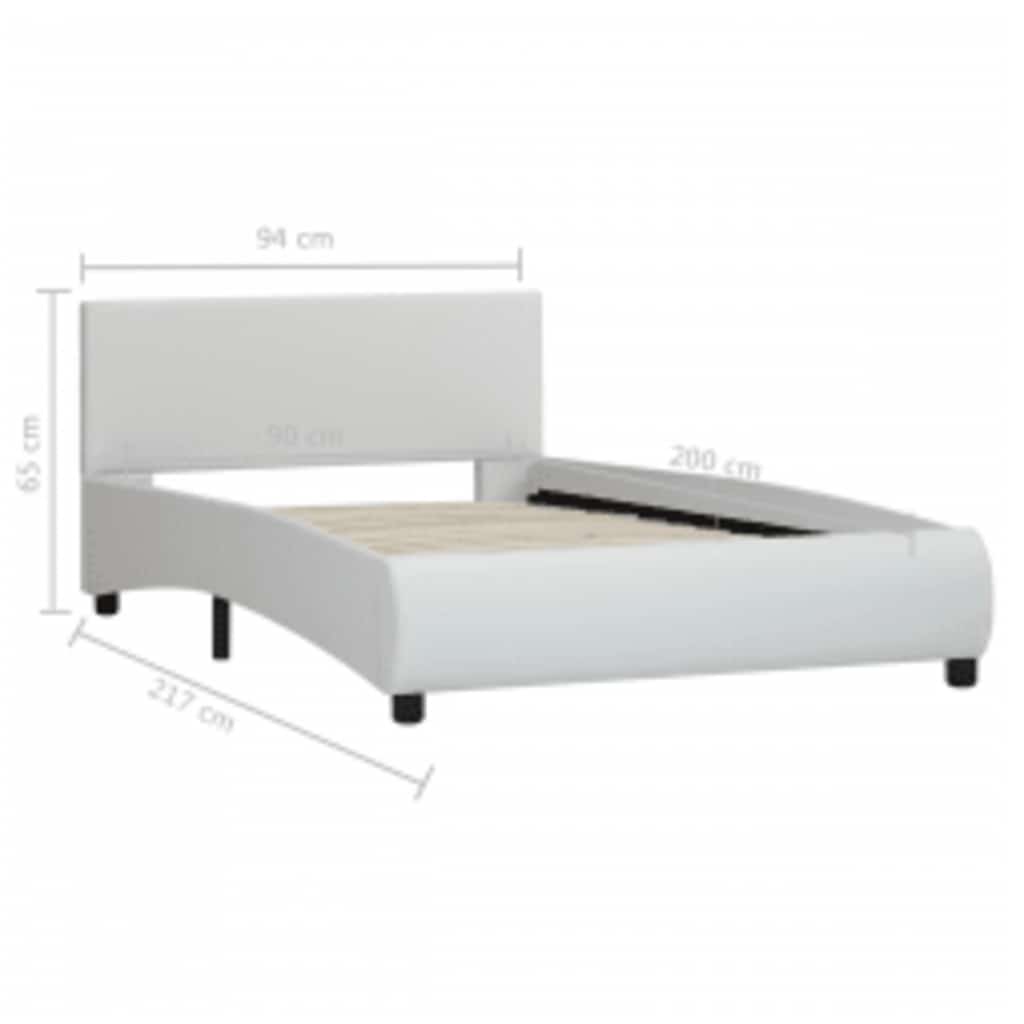 Rám Postele S Led Světlem Bílý Umělá Kůže 90 X 200 Cm