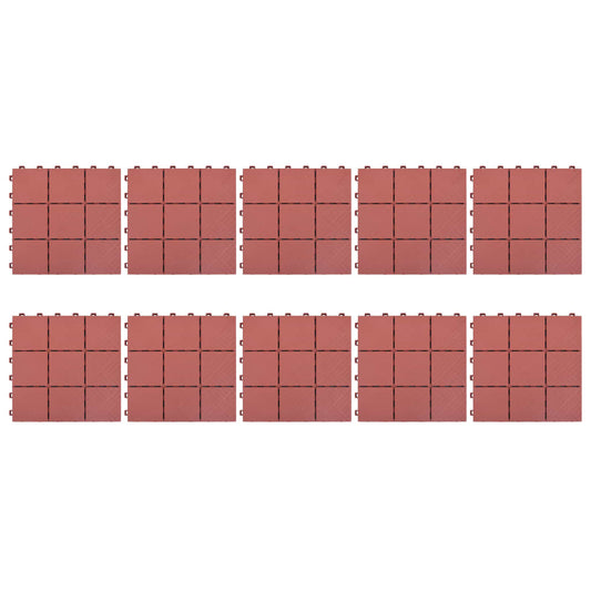 Terasové Dlaždice 10 Ks Červené 30,5 X 30,5 Cm Plast