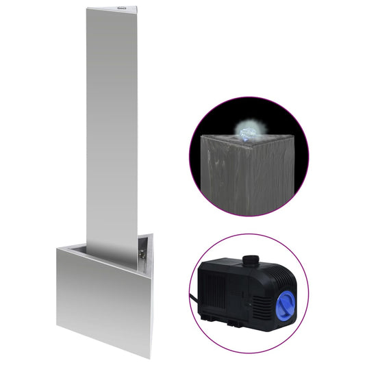 Zahradní Fontána Stříbrná 37,7 X 32,6 X 110 Cm Nerezová Ocel