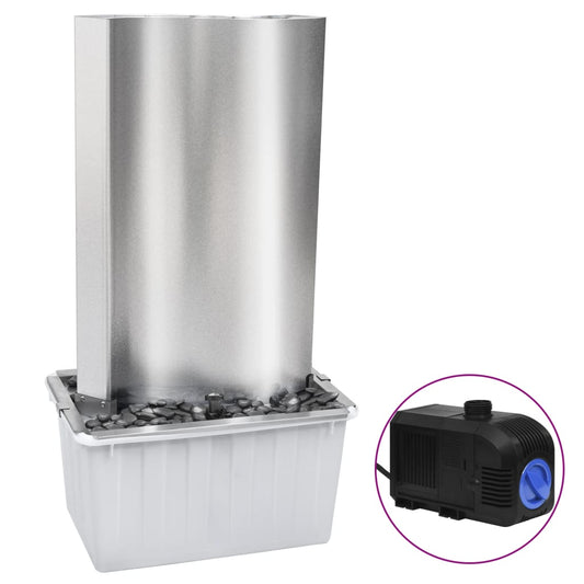 Zahradní Fontána Stříbrná 60,2 X 37 X 122,1 Cm Nerezová Ocel Černo-Červený