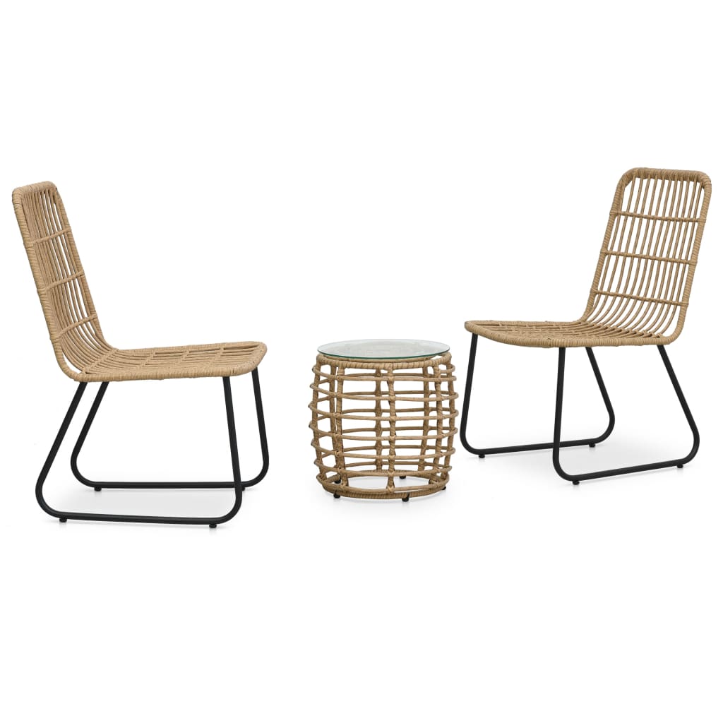 3Dílný Bistro Set Polyratan Černý