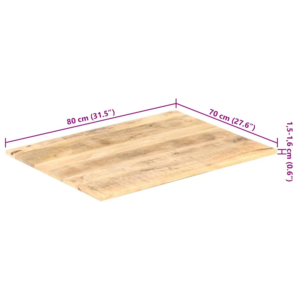 Stolní Deska Masivní Mangovníkové Dřevo 15–16 Mm 80 X 70 Cm