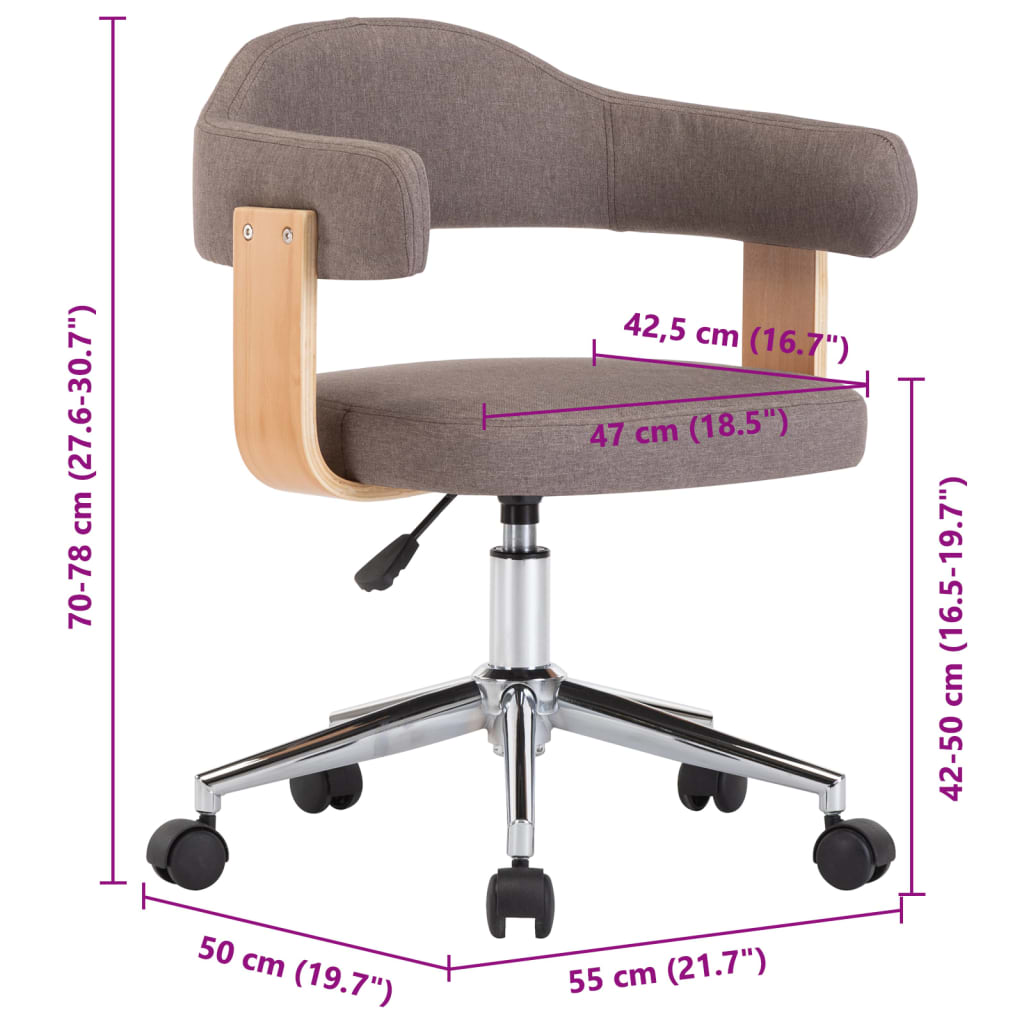 Otočná Jídelní Židle Taupe Ohýbané Dřevo A Textil