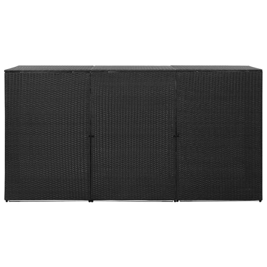 Trojitý Přístřešek Na Popelnice Černý 229X78X120 Cm Polyratan