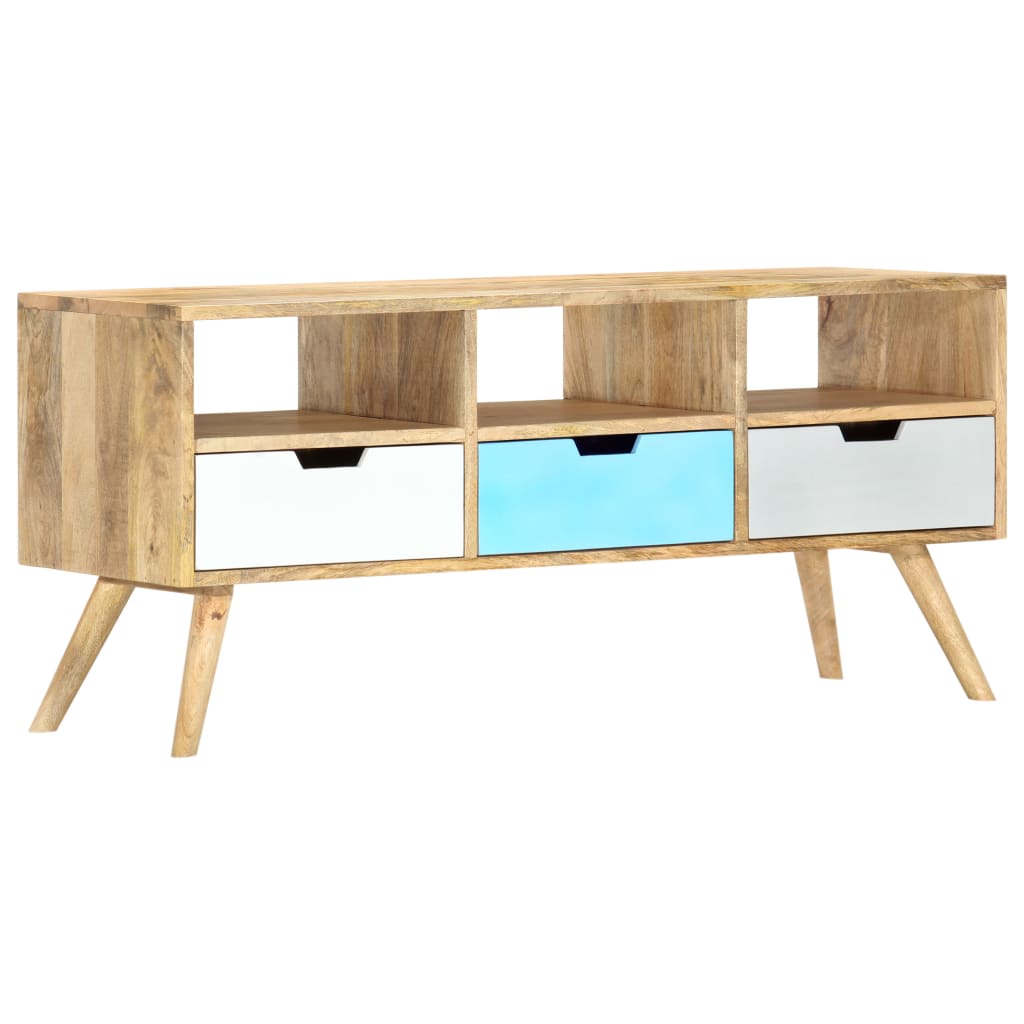 Tv Stolek 110 X 35 X 48 Cm Masivní Mangovníkové Dřevo Hnědá