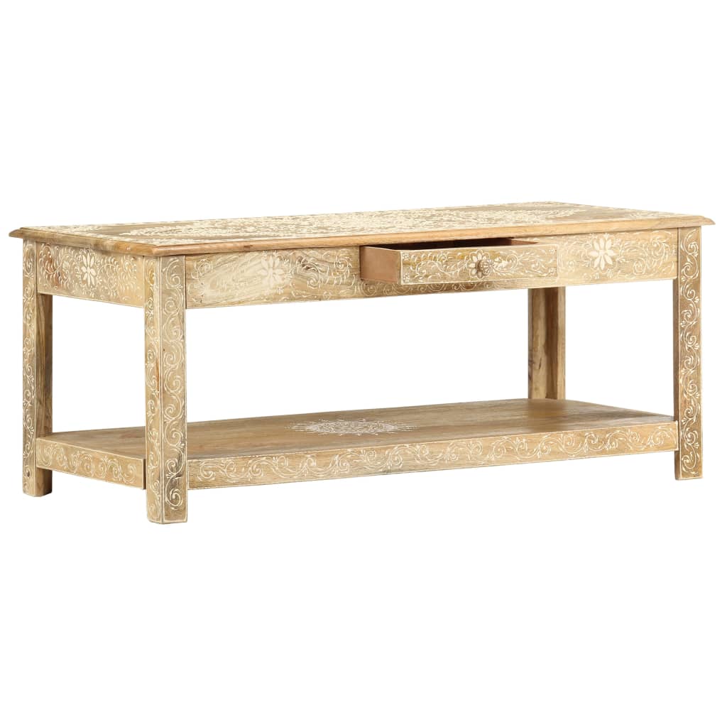 Konferenční Stolek 110X50X45 Cm Ruční Malba Masivní Mangovník