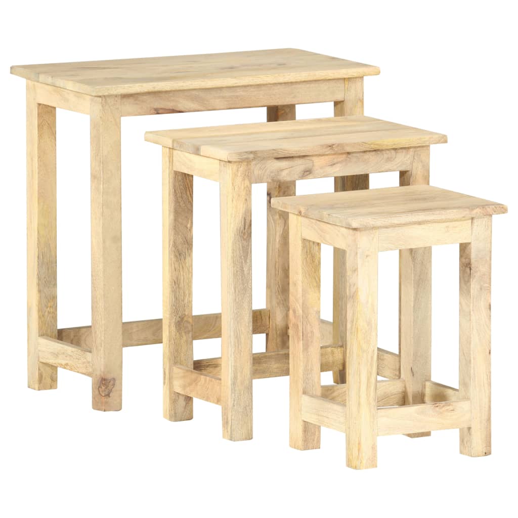 Hnízdové Stolky 3 Ks Masivní Mangovníkové Dřevo