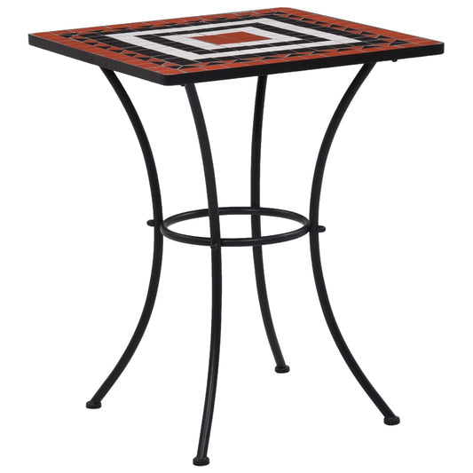 3Dílný Mozaikový Bistro Set Keramický Terakotovo-Bílý