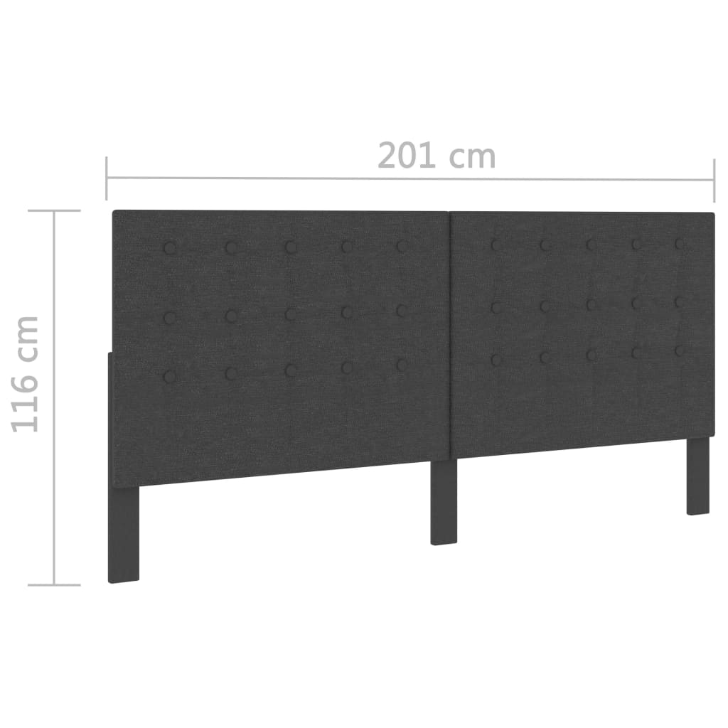 Prošívané Čelo Postele Tmavě Šedé Textil 200 X 200 Cm