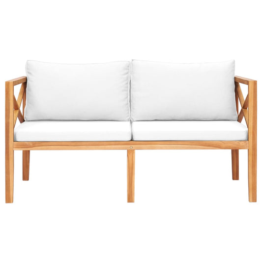 Zahradní Lavice S Krémovými Poduškami Masivní Teakové Dřevo