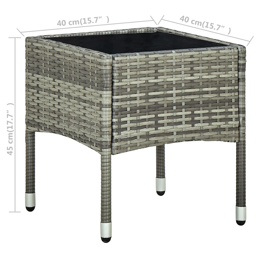 3Dílný Bistro Set S Poduškami Polyratan Šedý