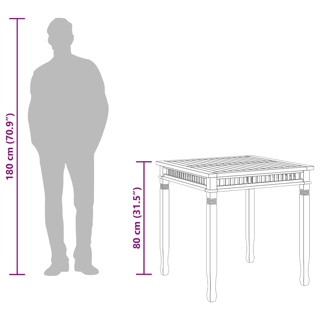 Zahradní Jídelní Stůl 80 X 80 X 80 Cm Masivní Teakové Dřevo