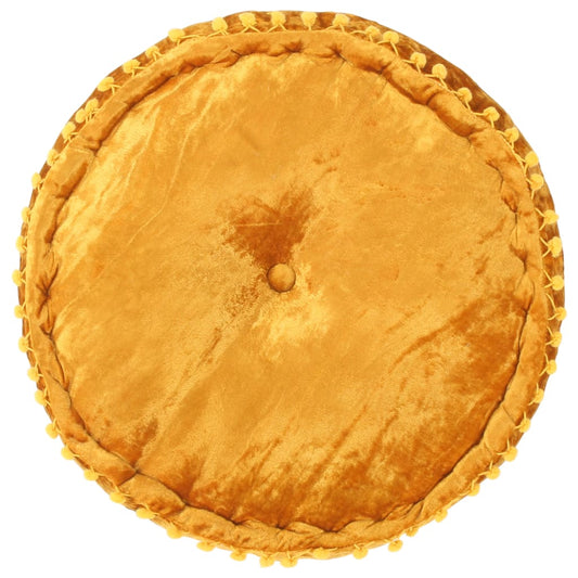 Kulatý Taburet Samet 40 X 20 Cm Hořčicový