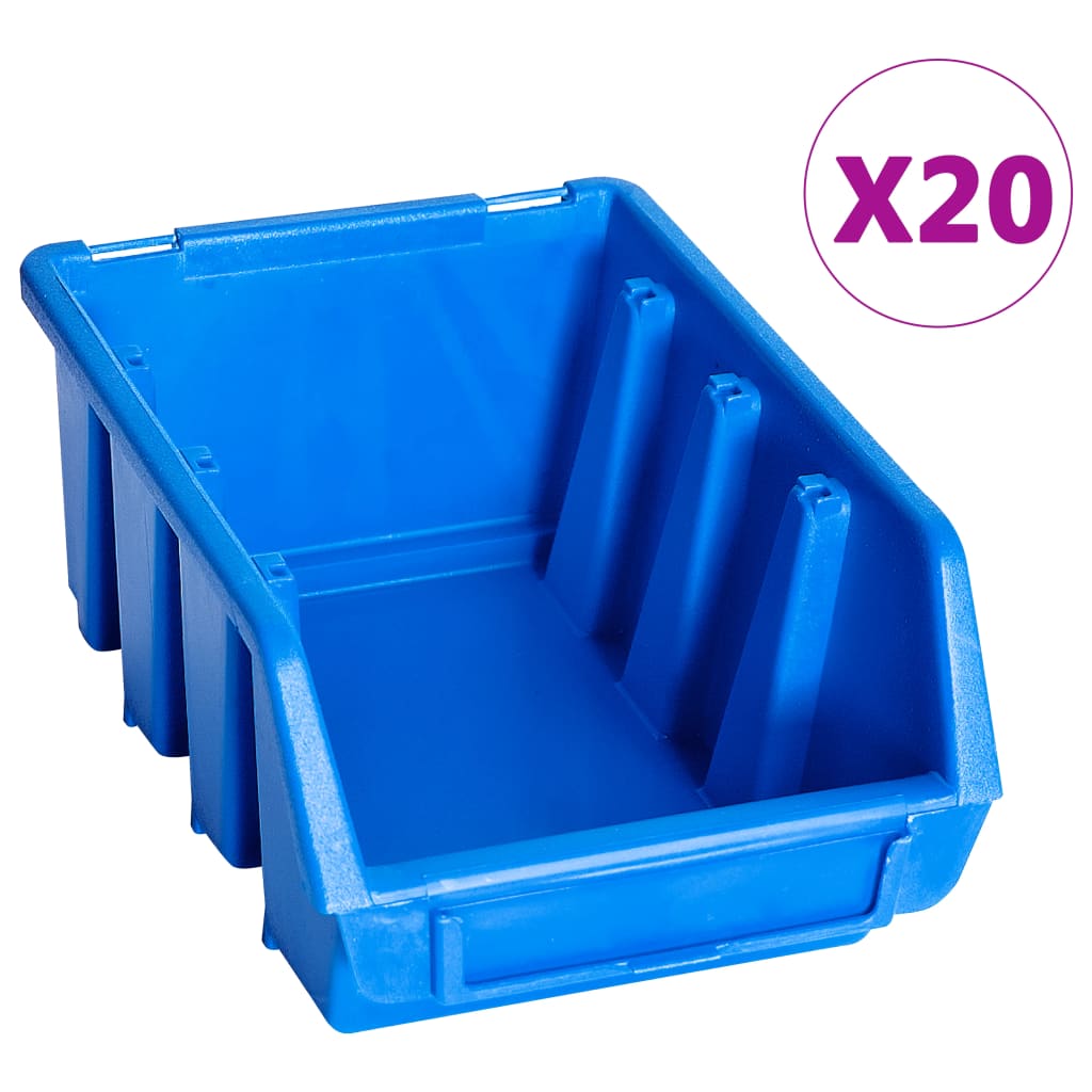 Stohovatelné Úložné Zásobníky 20 Ks Modré Plast