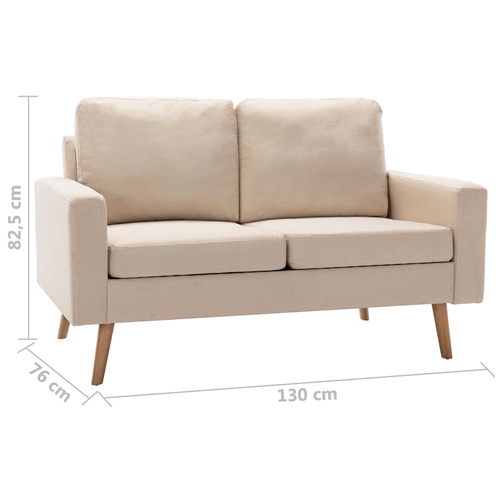 2Místná Pohovka Krémová Textil