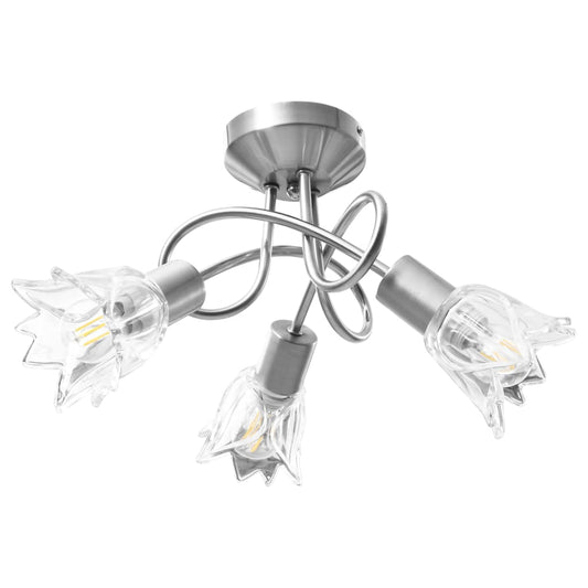 Stropní Lampa Průhledná Skleněná Stínidla 3 Žárovky E14