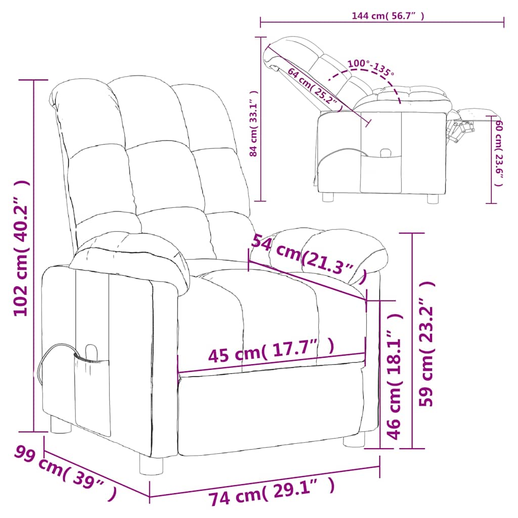 Masážní Křeslo Hnědé Textil