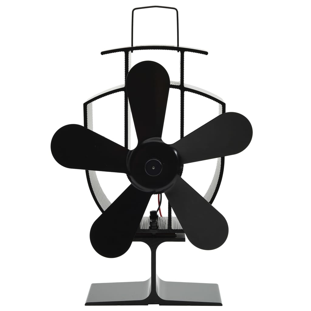 Teplem Poháněný Ventilátor Na Kamna 5 Lopatek Černý