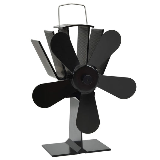 Teplem Poháněný Ventilátor Na Kamna 5 Lopatek Černý