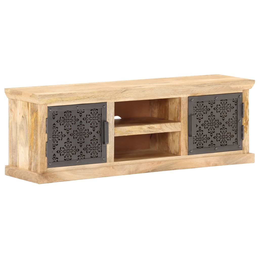 Tv Stolek S Ocelovými Dvířky 120 X 30 X 40 Cm Masivní Mangovník