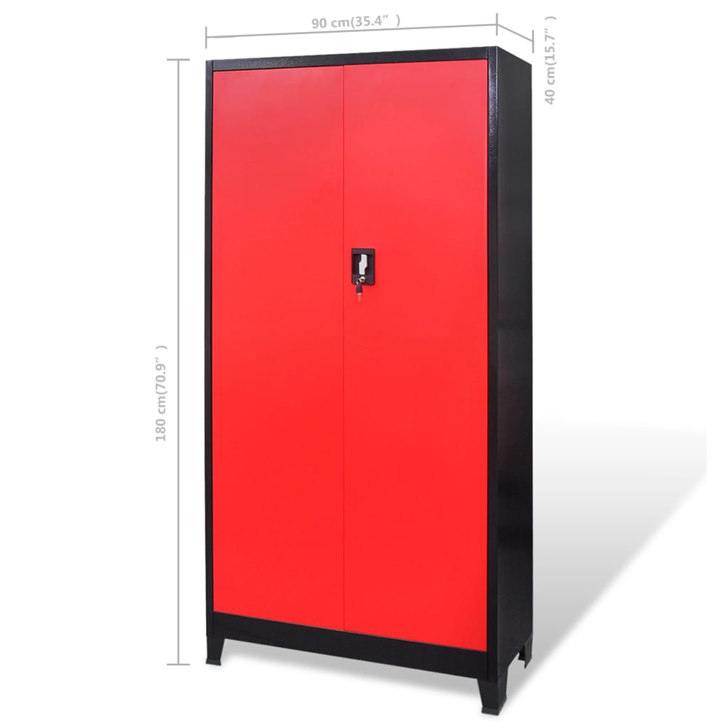 Dílenská Skříň S Boxem Na Nářadí Ocel 90X40X180 Cm Červenočerná