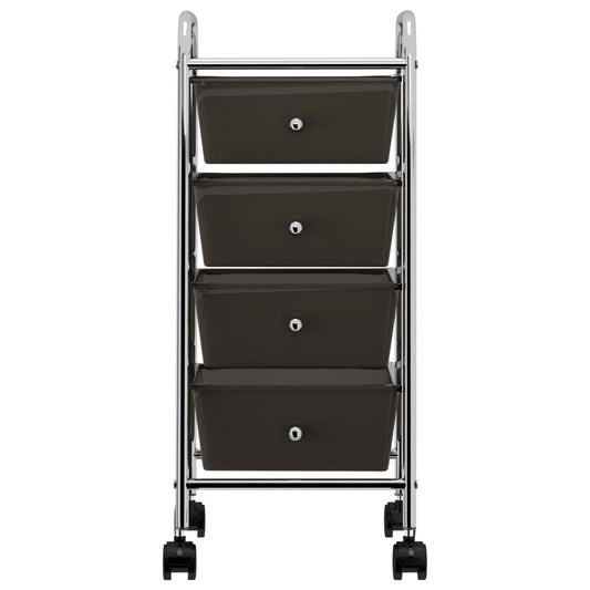 Mobilní Úložný Vozík Se 4 Zásuvkami Černý Plastový