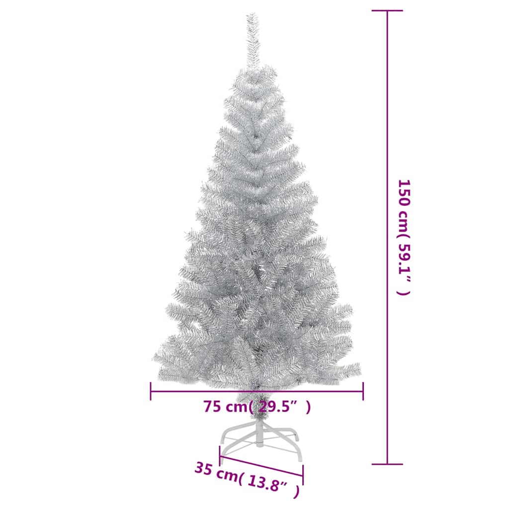 Umělý Vánoční Stromek Se Stojanem Stříbrný 150 Cm Pet