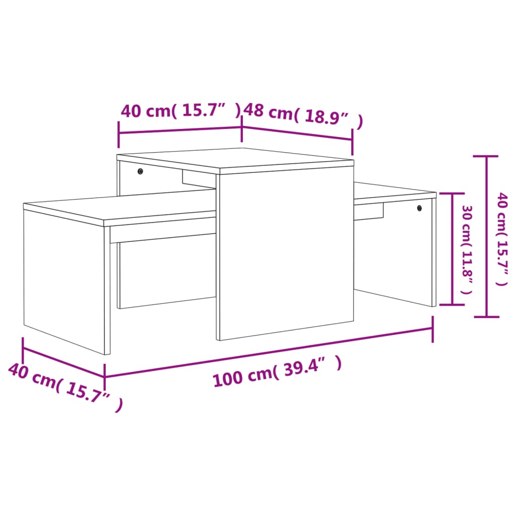 Set Konferenčních Stolků Betonově Šedý 100X48X40 Cm Kompozit