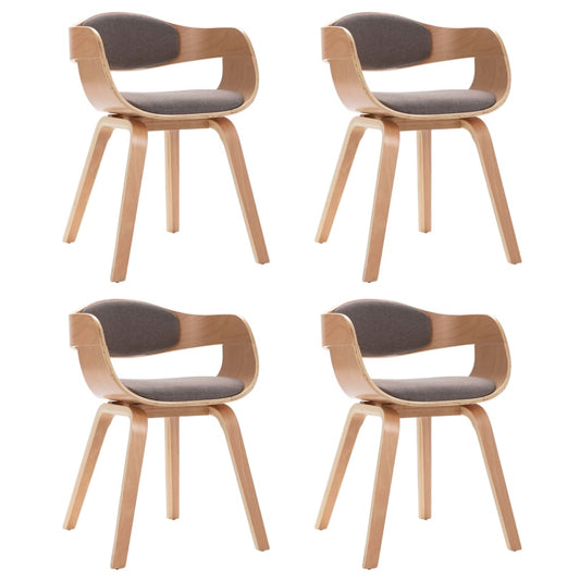 Jídelní Židle 4 Ks Ohýbané Dřevo A Taupe Textil