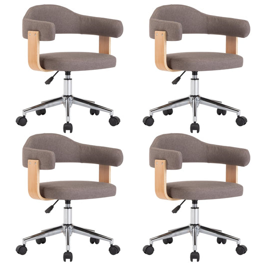 Otočné Jídelní Židle 4 Ks Taupe Ohýbané Dřevo A Textil