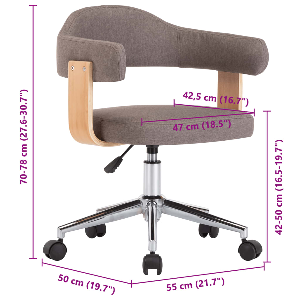 Otočné Jídelní Židle 4 Ks Taupe Ohýbané Dřevo A Textil