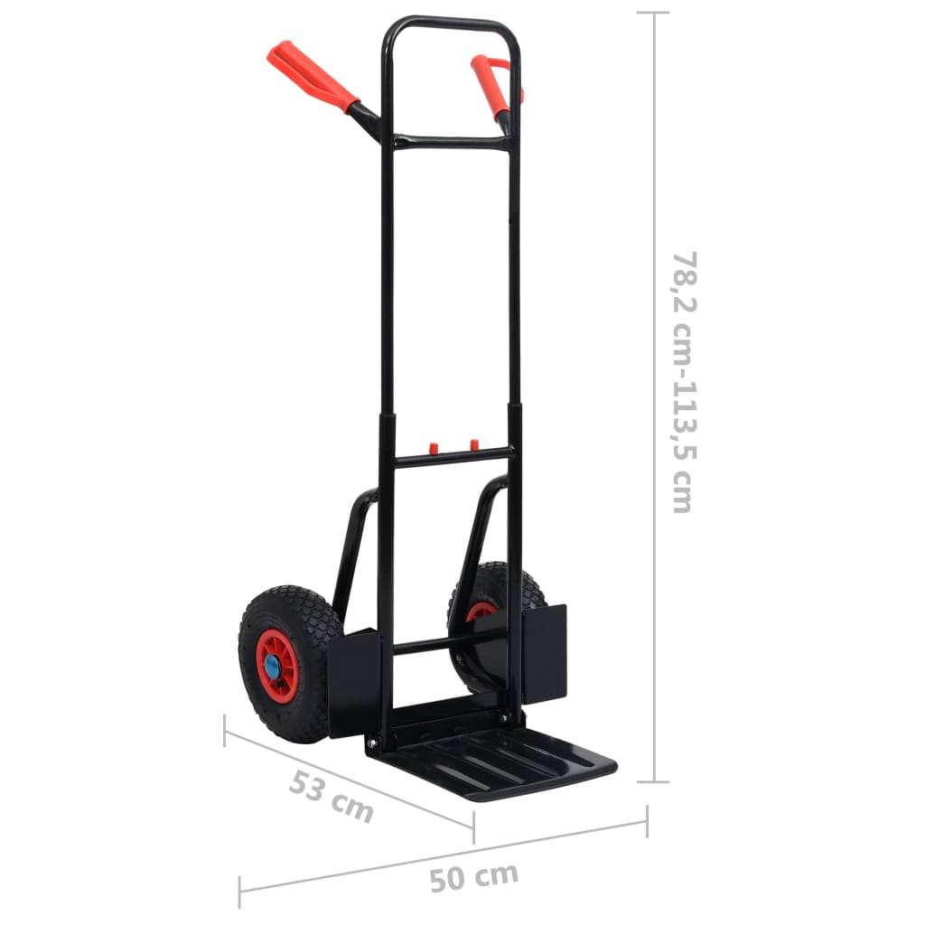 Teleskopický Ruční Vozík 200 Kg Černý A Červený