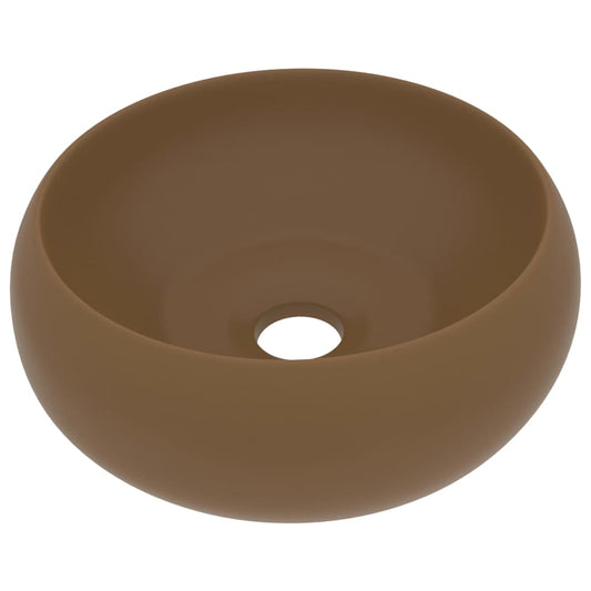 Luxusní Umyvadlo Kulaté Matné Krémové 40 X 15 Cm Keramické