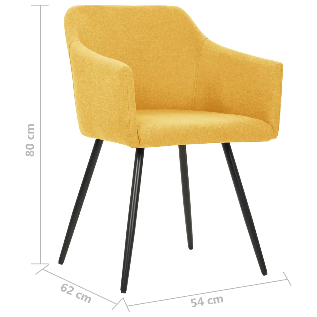 Jídelní Židle 2 Ks Žluté Textil